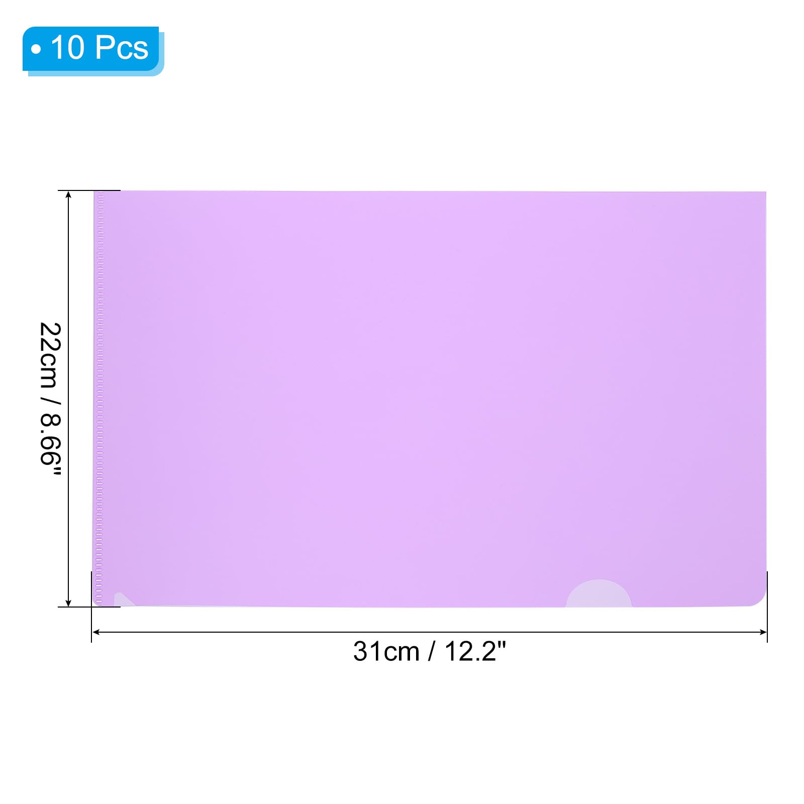 PATIKIL L Type Folders 10 Pack A4 Plastic File Project Pockets Clear Paper Document Jacket Sleeves for Office Purple - Image 2