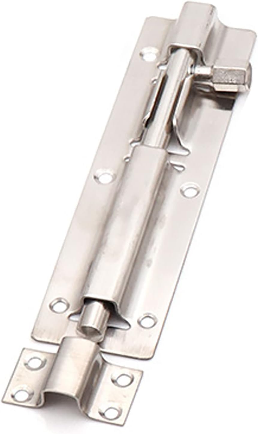 Door Latch， 304 Stainless Steel Barrel Door Lock Latch Multicolor 4-12in(Silver,6in)