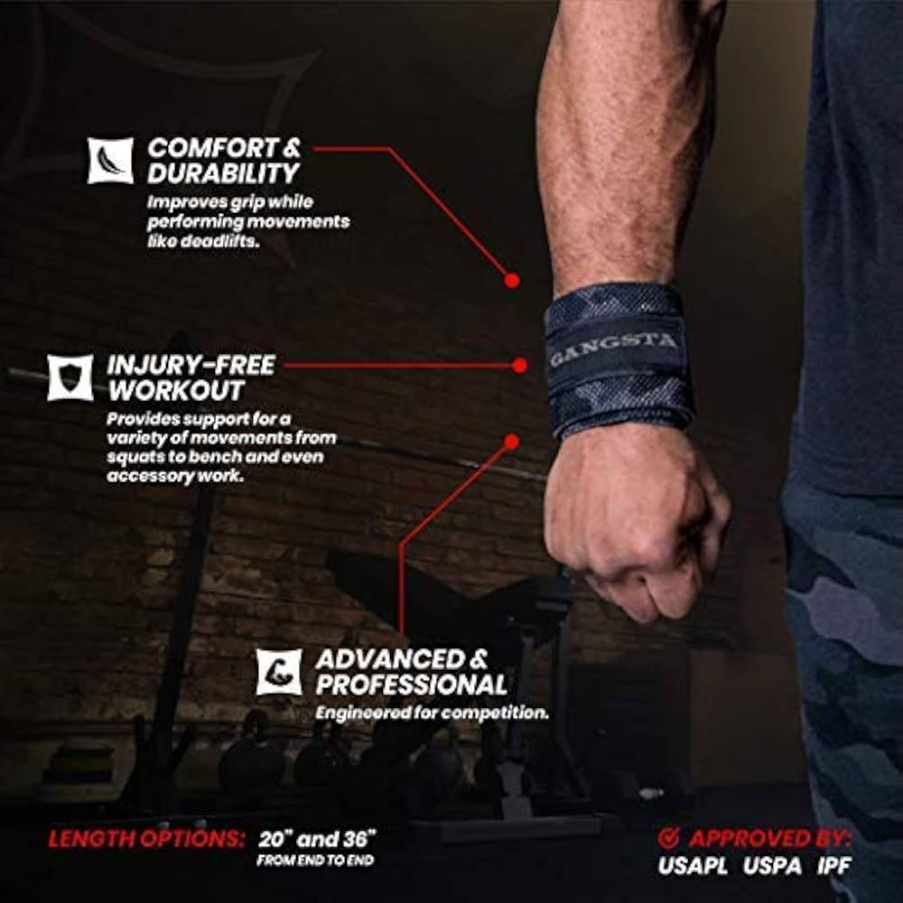 ギャングスタリストラップ (スリングショット) 36インチ/ブルー SLINGSHOT ギャングスタ リストラップ IPF公認品 — MBC POWER SHOP