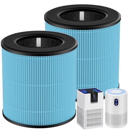 Image of M05 B-D02L Smoke Filter Compatible with MOOKA M05 / B-D02L Air Purifi-ers, for KOIOS B-D02L, for VEWIOR B-D02U, HEPA Air Filter and Activated Carbon Filter, 2 Pack, Blue