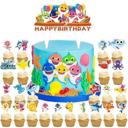 Decoração para bolos Shark, decorações de aniversário tubarão, Cake Topper aniversário Shark, decoração bolo tubarão, decorações festa de aniversário infantil