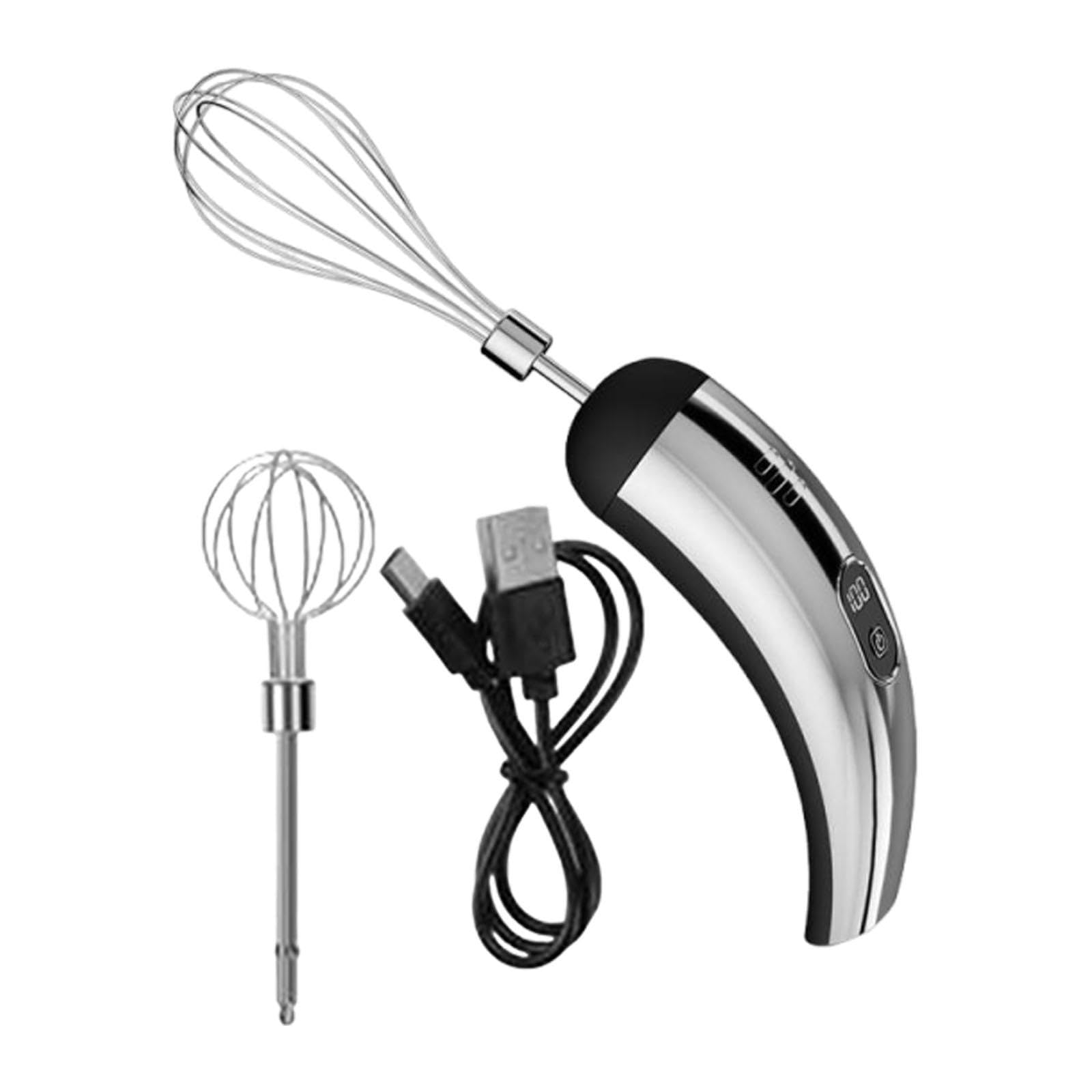 Baoblaze Frusta elettrica senza fili, sbattitore elettrico a mano, facile da pulire, montalatte portatile, frusta per caffè, schiumatore per cucina, uova e, Nero Argento