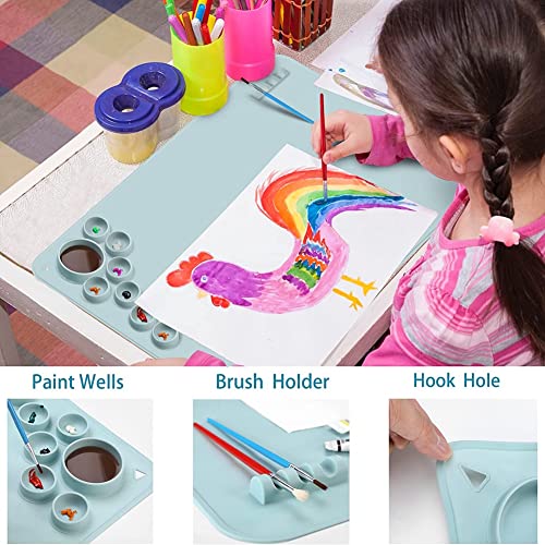 Macimo 1 Pcs Silicone Craft Mat Silicone Mat For Resin Casting Non Stick Silicone Sheet With Cleaning Cut For Oil Painting, Art (Blue) #TOP2