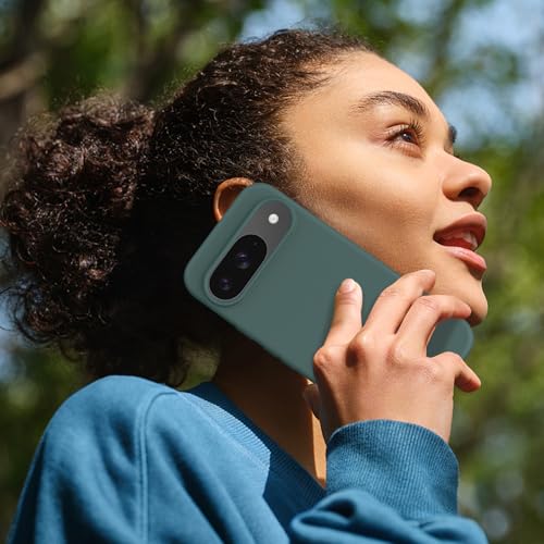 Image of Tobfit Silicone Case for Google Pixel 9 & Google Pixel 9 Pro - Soft Flexible Skin-Friendly Shockproof Protective Matte Cover Dark Green