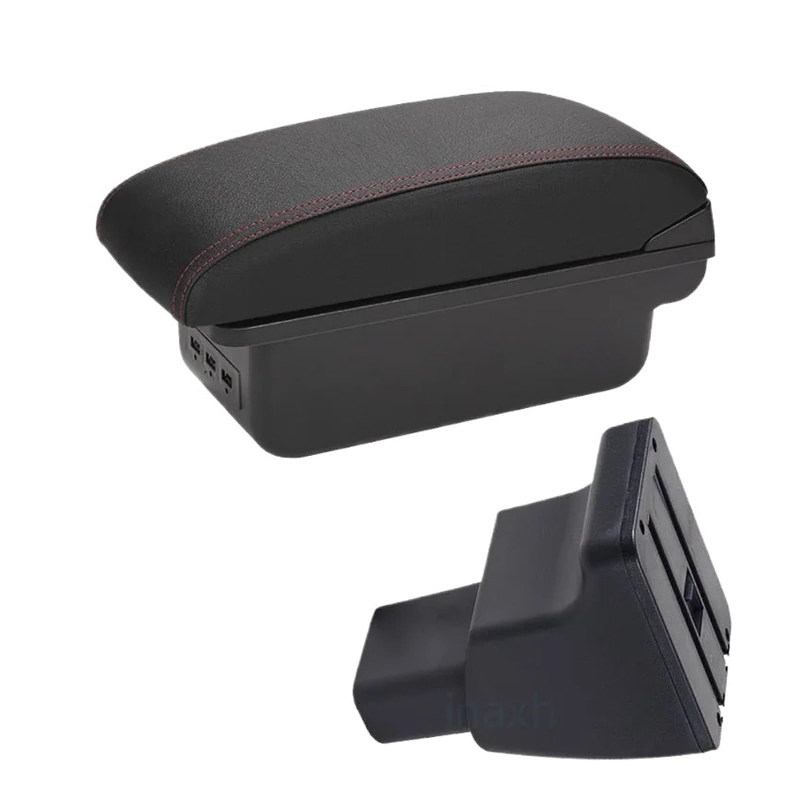 ECBUGAT For Hyundai For I10 Armrest Car Box Interior Parts Details Storage Accessories Car Armrest Box(B1 Black red 3USB)