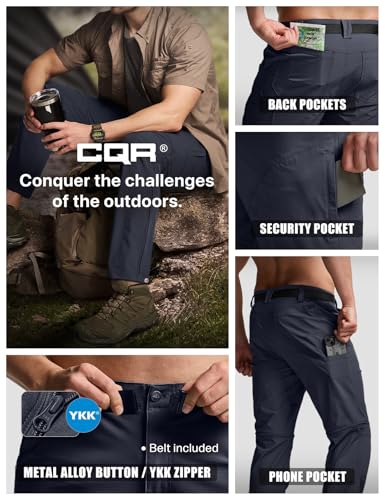 Image of CQR Men's Convertible Cargo Tactical Pants, Water Resistant Outdoor Hiking Pants, Zip Off Lightweight Stretch Work Pants
