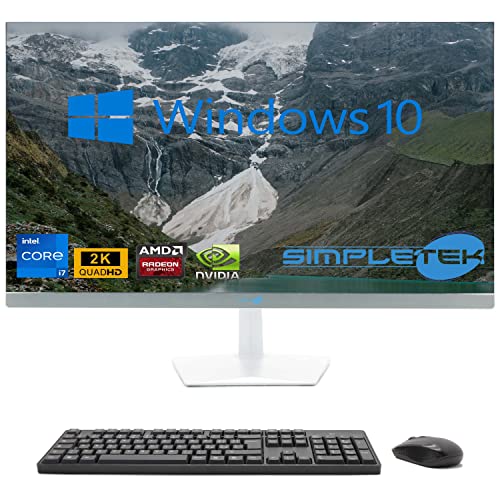 SIMPLETEK - All in One i7 10ª Gen AiO 27' 2K Windows 10 Pro 16GB RAM SSD 240GB con GPU RX550 4GB WiFi6 + BT 5.2 + Webcam | Ideal para edición/juegos