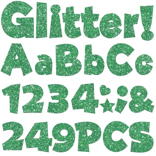 Image of 249 Pcs Glitter Bulletin Board Letters, Numbers and Punctuation 4 Inch