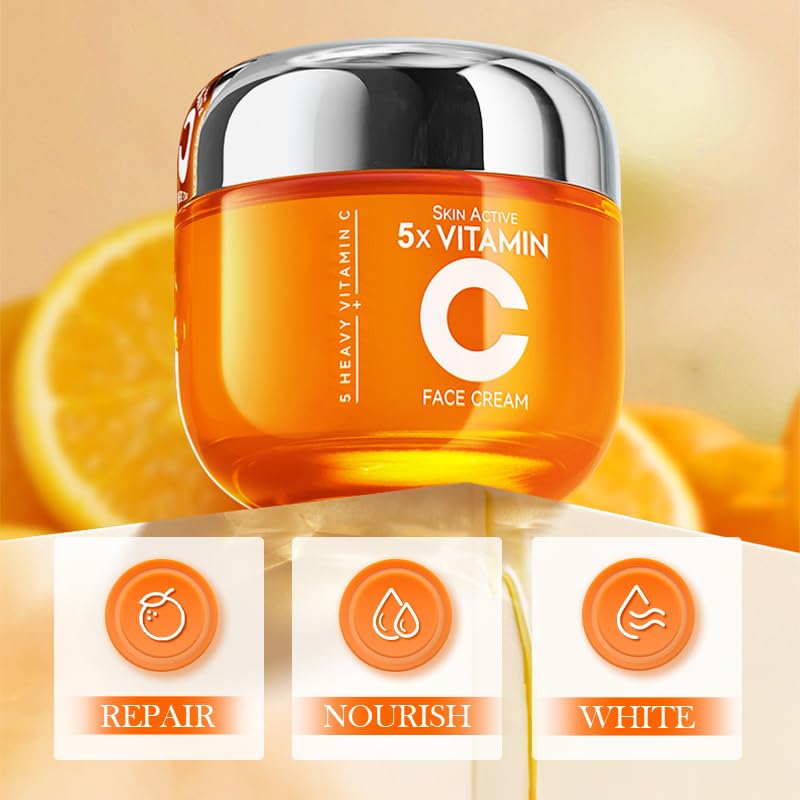 Vitamin C Face Cream, Moisturiser Face Women with Hyaluronic Acid & Vitamin C - Image 3