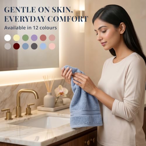 Image of LANE LINEN 575 GSM 100% Cotton Hand Towel 2PC - Light Blue