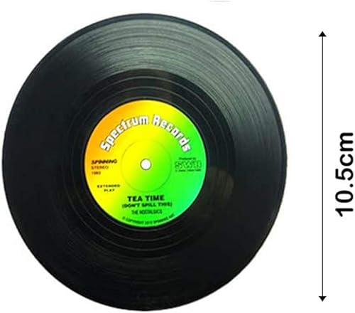 Miniatura 3 de Posavasos de vinilo para bebidas, 12 piezas, divertidos, absorbentes, estilo retro, decoración del hogar, almohadillas de colocación de tazas de