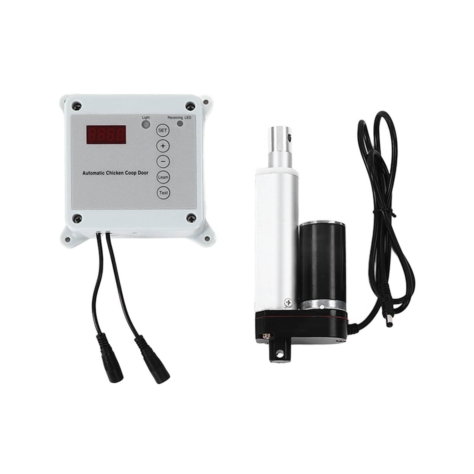 Abrepuertas Automático para Jaula de Pollo con Temporizador, Sensor de Luz y Control Remoto para Suministros de Hábitat de Aves de Corral de Ganso de Pato de Granja, Aleación de (Enchufe UE 100‑240V)