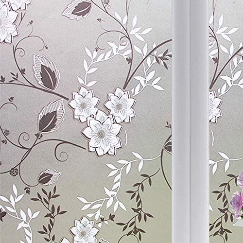 HUIKJI Film de confidentialité pour fenêtre - Non adhésif - Dépoli - Autocollant opaque - Film en vinyle auto-statique - Pour salle de bain, bureau, salle de réunion - 60 x 190 cm Cover