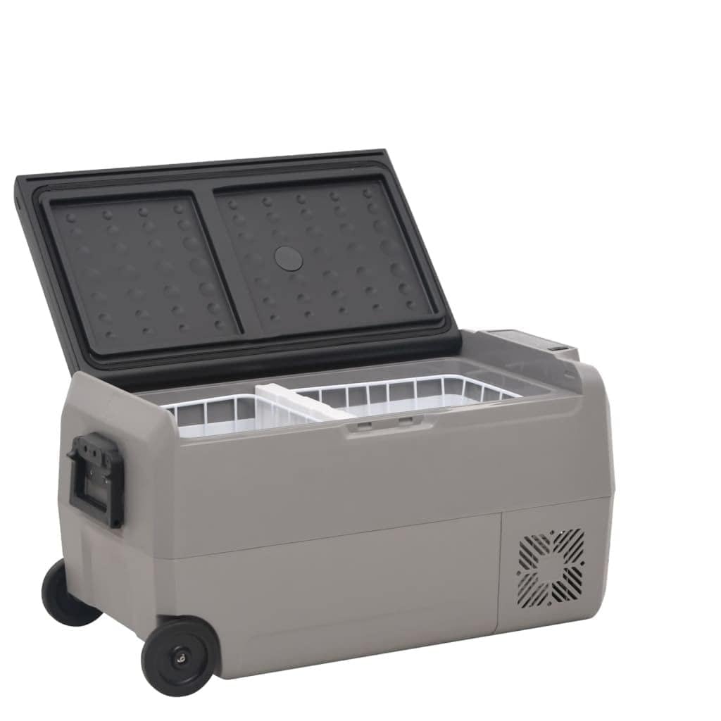 Nevera para alimentos y bebidas con rueda y adaptador, color negro y gris, 50 L, PP y polietileno, hogar y jardín