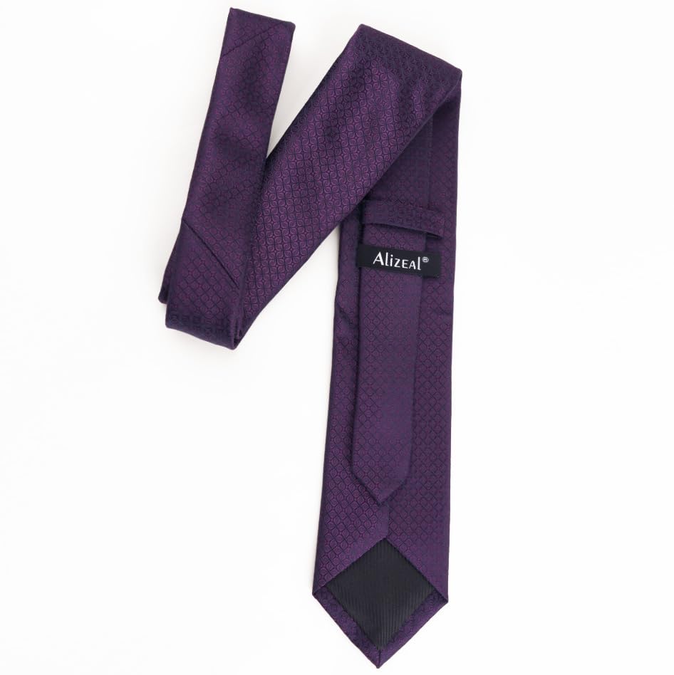 Image of Alizeal Mens Vintage Solid Plaid Tie with Pocket Square 3.15inches Necktie Set