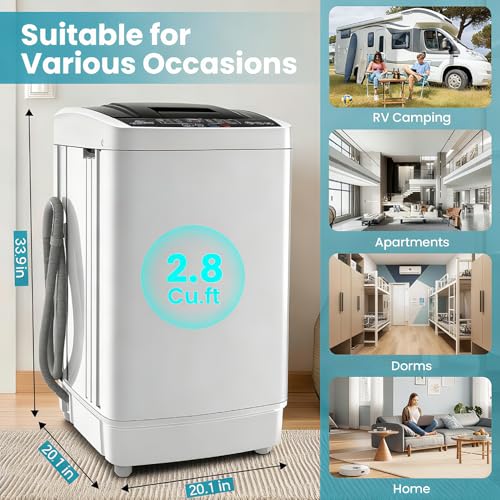 Nictemaw Portable Washing Machine 20Lbs, 2.8Cu.ft Full Automatic Portable Washer with 10 Wash Programs, LED Display & Drain Pump, Compact Clothes Washer for Apartments, Home, RV, Dorm - Image 3