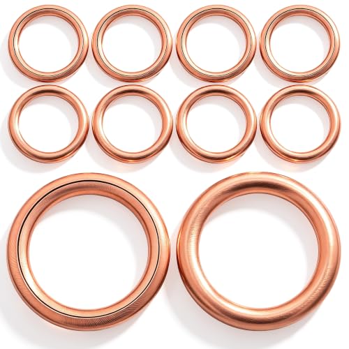 Image of 10 PCS Copper Engine Oil Drain Plug Gasket, Automatic Transmission Oil Cooler Washer Drain Plug O-Ring Replacement for N0138157 Audi VW Porsche(14x20mm)