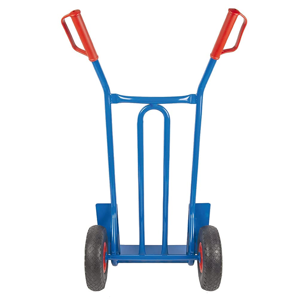Trestles Profi Sackkarre Sackkarren Vollgummireifen 250kg Transportkarre S01 blau Sackrodel Karre pannensicheres PU Rad | Stahl | Radschutz | Sicherheitsgriffe