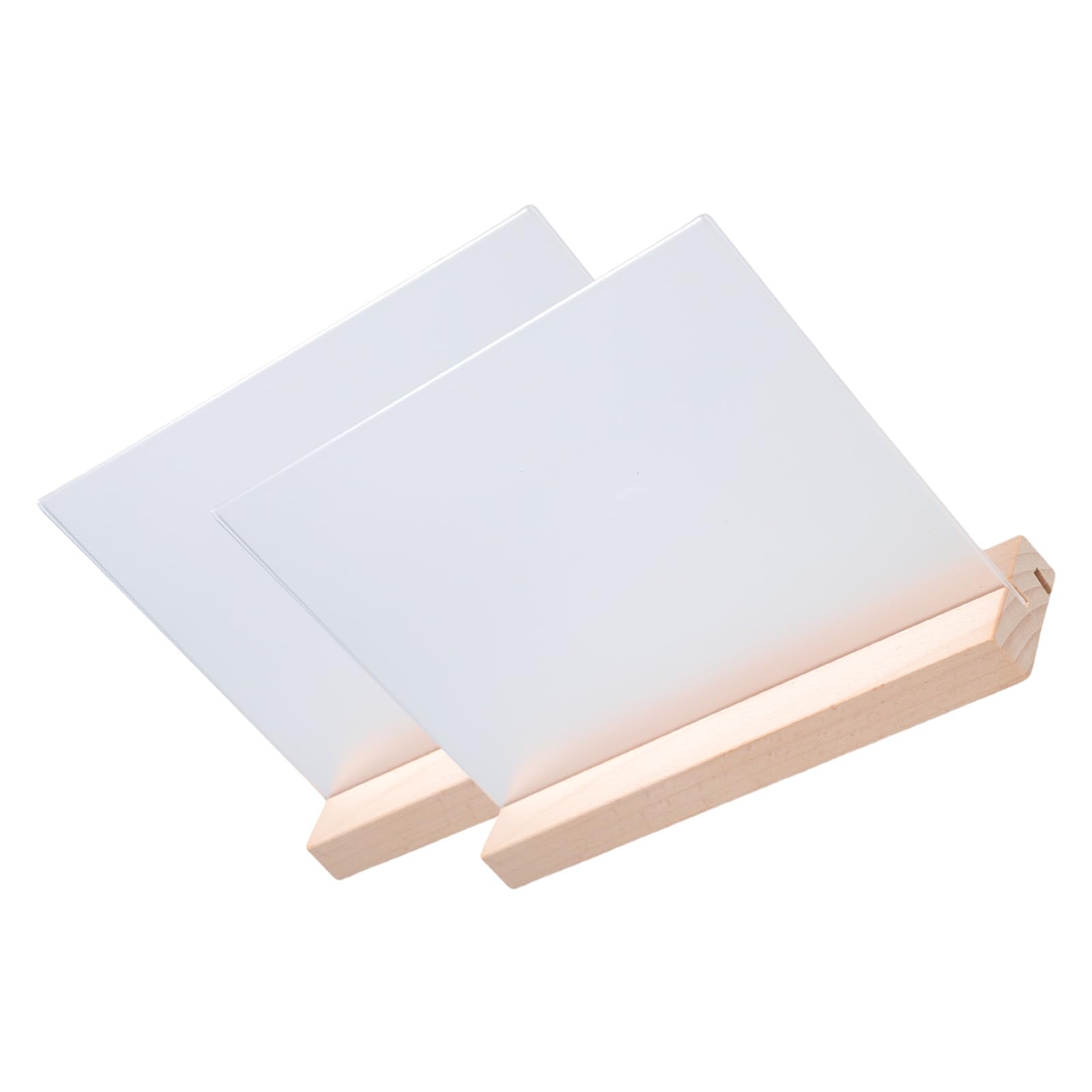 Msioytog 2Pcs Double Side Acrylic Holder with Wood Base Clear Acrylic Poster Display Stand for Restaurant Bakery Hotel Reception Holder with Wood Base