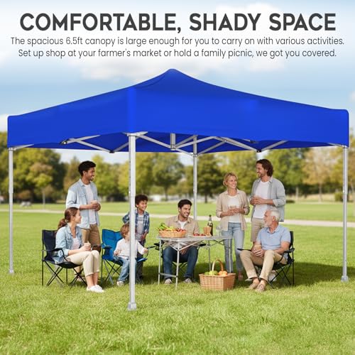 Image of OUTO Heavy Duty Gazebo Tent 6.5 ft | 16.8 Kg Strong Frame | UV Protection Foldable Pop-Up Canopy Tent with 4 Side Open | Outdoor Folding Tent for Garden, Terrace, Events & Promotional Use (Blue)