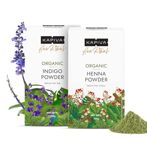 Kpiva's Organic Henna and Indigo Powder Hair Color Combo Pack,