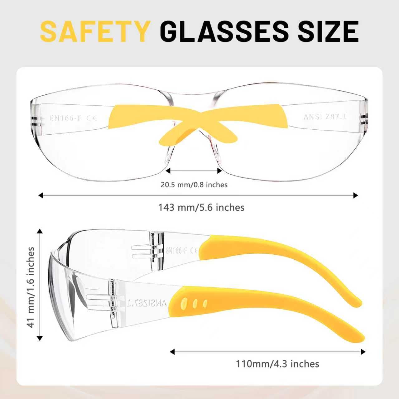 Salfboy 50 gafas de seguridad envolventes antivaho, certificado ANSI Z87.1 para construcción, trabajo en el patio, laboratorios
