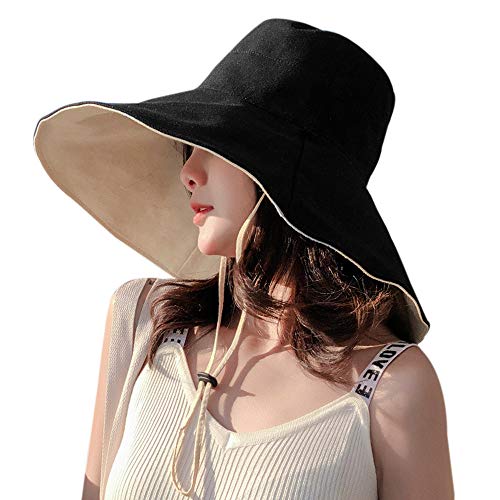 Chapeau de soleil réversible coton pour femme finitions soignées 14 cm