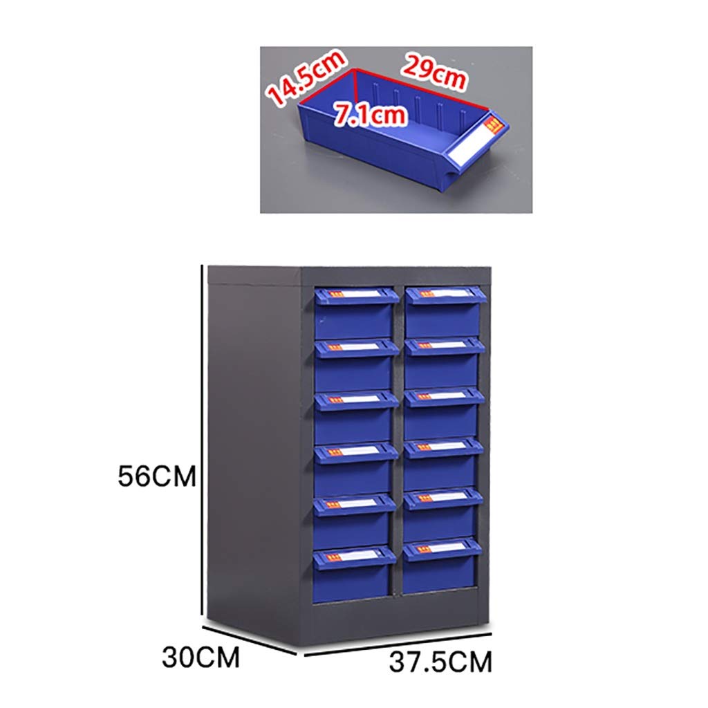 Mobiler Aktenschrank – Aktenregal, Teileschrank, Elektronikkomponentenschrank, Schraubenschrank, Schreibtischzubehörschrank, Materialschrank, Werkzeugschrankt 12 Schubladen, 56 X 30 X 37,5 cm