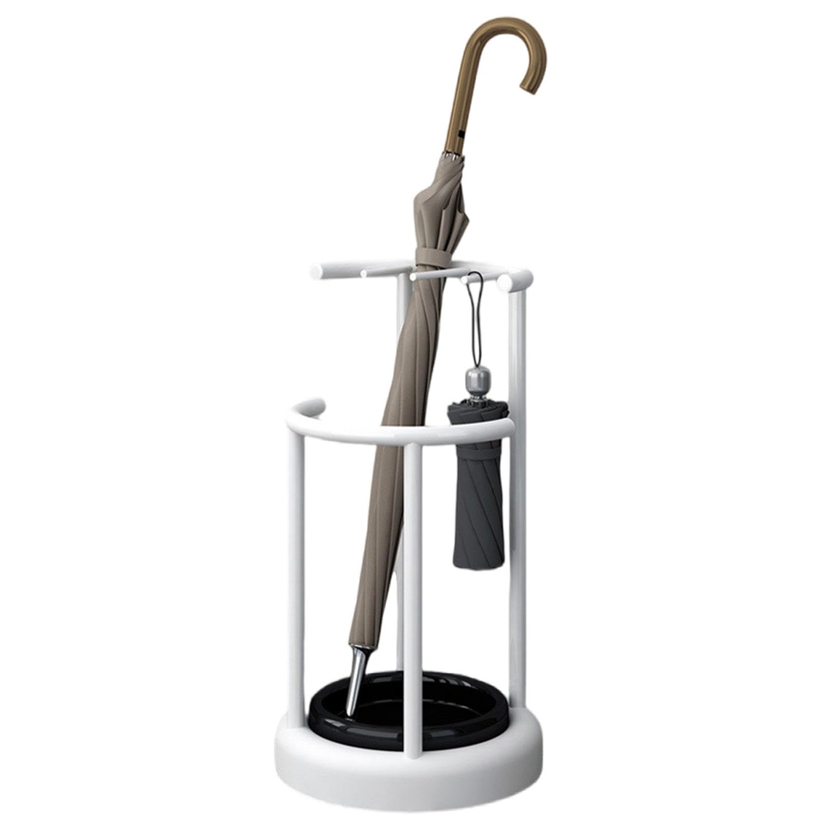 sdSDGrw umbrella stand, Tall and Short Umbrella Stand with Detachable Drip Tray - Indoor Holder for Entryway & Office(White)