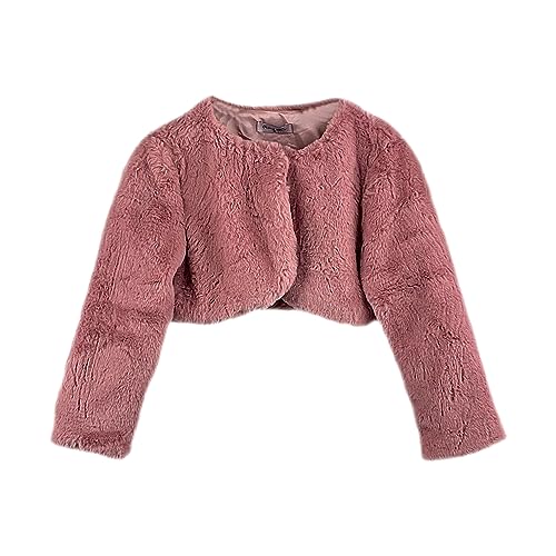 Gum & Berries Girls Rose Taupe Faux Fur Special Occasion Bolero Padded Long Sleeve Tippet Shrug Quilted Snow Suit Smart Look Jacket 2-3 Years