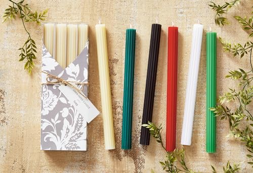 tag 10 inch Linea Paraffin Wax Taper Candle Set Of 4 Dark Green Unscented Burn Time 8 Hours Green