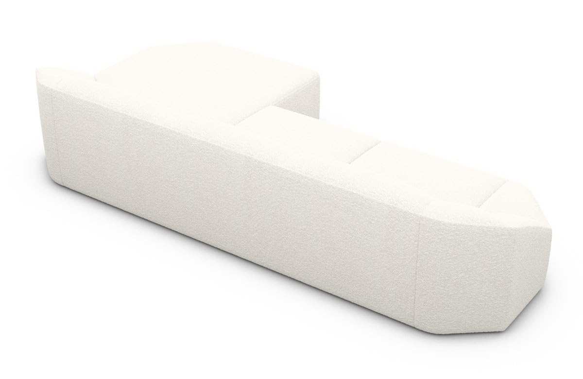 Ecksofa Cabrera L Form kurz Stoffsofa Sofa Designersofa Bouclè Weiss (Ottomane rechts)