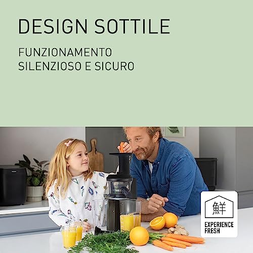 Panasonic Slow Juicer MJ-L501KXE, Estrattore Elettrico per Frutta e Verdura, 150 W, Acciaio Inox e Plastica, Design Elegante e Sottile, Accessorio per Ingredienti Surgelati, Nero - immagine 4