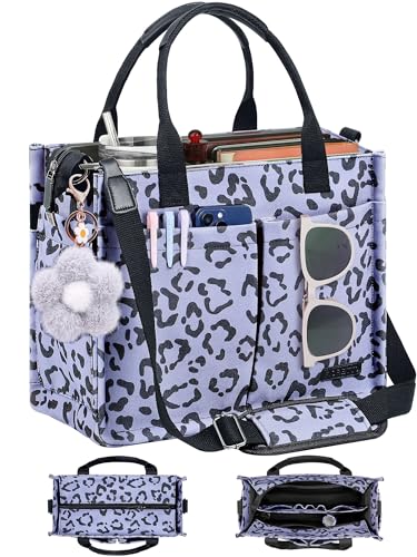 Image of FIORETTO Womens Canvas Tote Bag Purse with Individual Compartment, Zipper Top, Reinforced Bottom & Luggage Sleeve