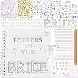 Draupnir Lettres To The Bride Scrapbooking 20,3 x 20,3 cm Livre de souvenirs de mariage avec dentelle nacrée Lettres métalliques Autocollants Nœuds Stylo Mariage Papier vierge Album photo Livre d'or