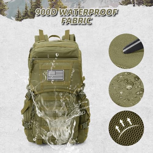 35L Military Tactical Backpack for Men, Water Resistant Assault Pack for Women, Army Green Molle Daypack 3 Day Bug Out Bag Rucksack for Trekking,Camping,Survival,EDC - Image 5