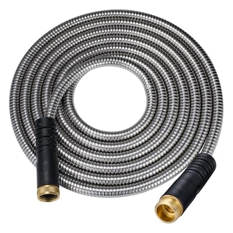 Metal Garden Hose 15 ft - Stainless Steel Garden Hose Leak-Proof with Layer Latex Core - 2025 Version/New Patented,Lightweight, Durable, Less-Kink Flexible Metal Water hoses - Garden Hose Cover