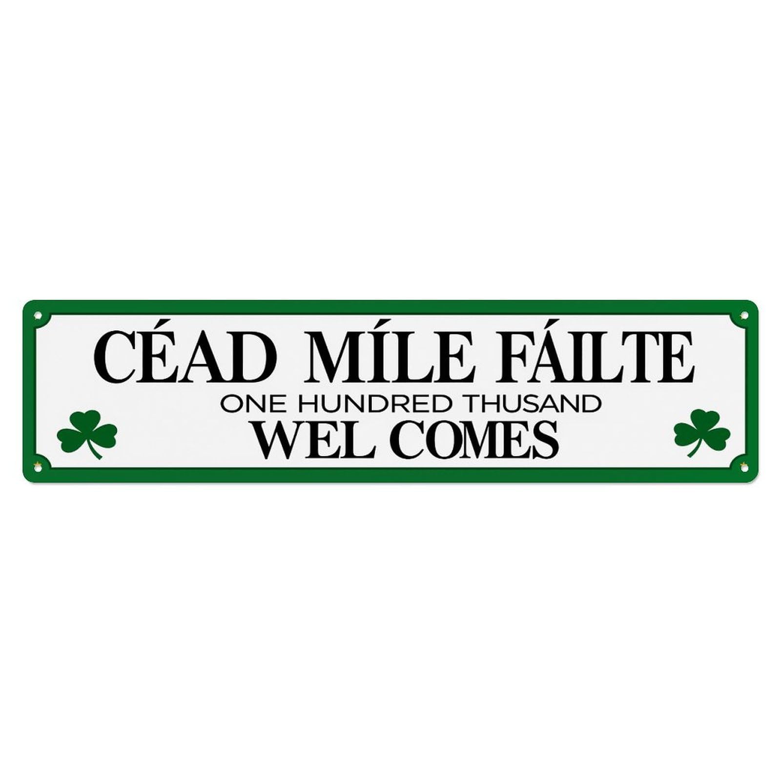 A Hundred Thousand Welcomes Irish Welcome Sign Tin Sign Vintage Metal Sign Home Bar Garden Wall Decor Metal Poster 4x16 Inch