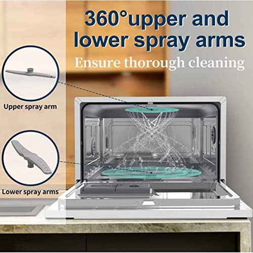 Tafelvaatwasser, Mobiele Vaatwasser, Draagbare Vaatwasser, Met 6 Wasprogramma's, 360 ° Bovenste En Onderste Sproeiarmen… - Afbeelding 6