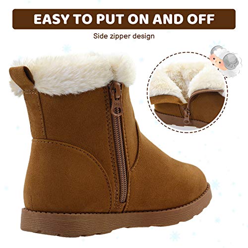 Vonair Girls Fuzzy Warm Winter Short Boots with Furry Faux Fur Lining Bootie Shoes for Toddler Little Big Kids Girls3
