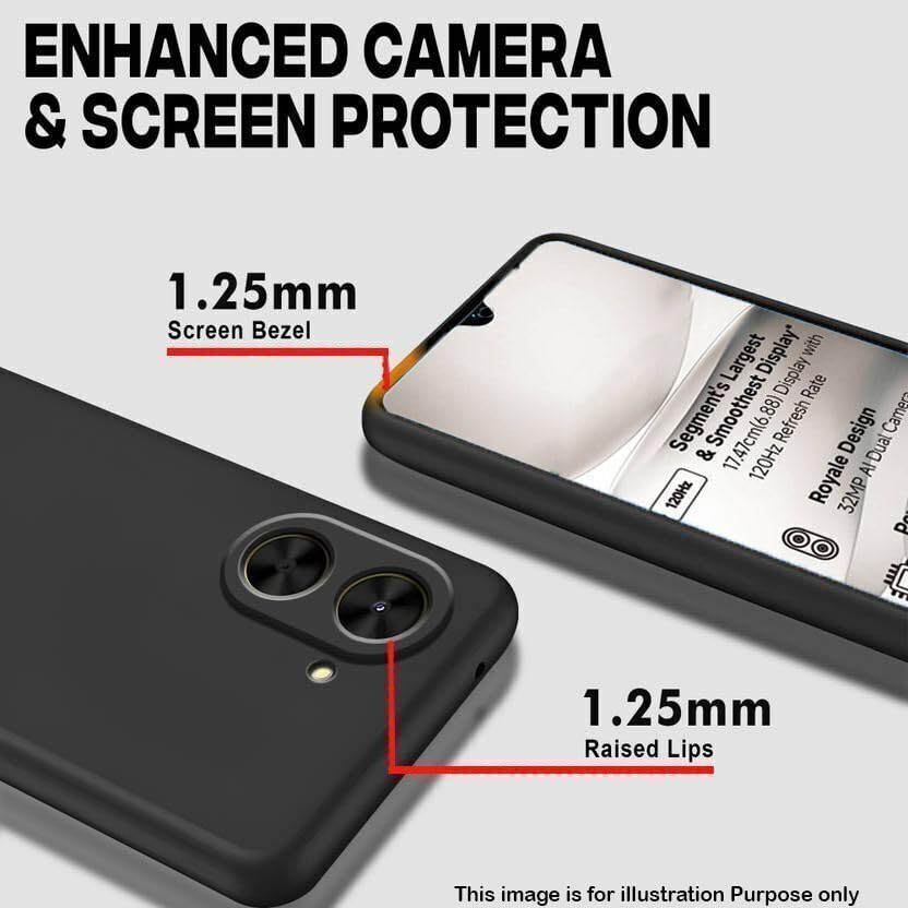 Image of Knotyy Back Cover for Realme C83 5G | Soft Micro-Fibre Lining Inside | Camera Protection Bump | Shockproof Back Cover Case for Realme C83 5G (Black)