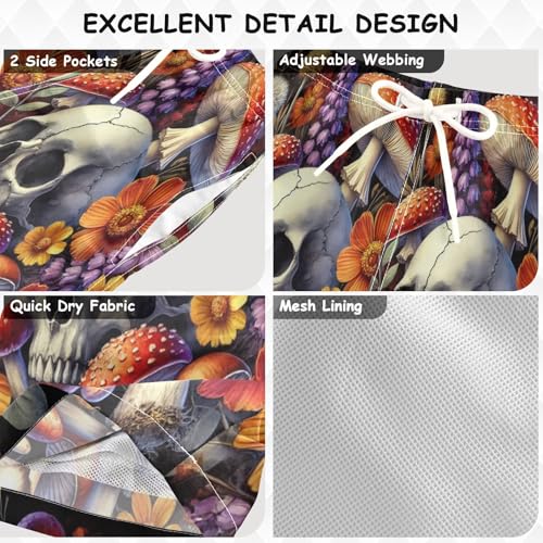 Skull Flower Mushroom Boys Swim Trunks Quick Dry Toddler Swimsuit Boy Swimwear Bathing Suits Board Shorts XL3