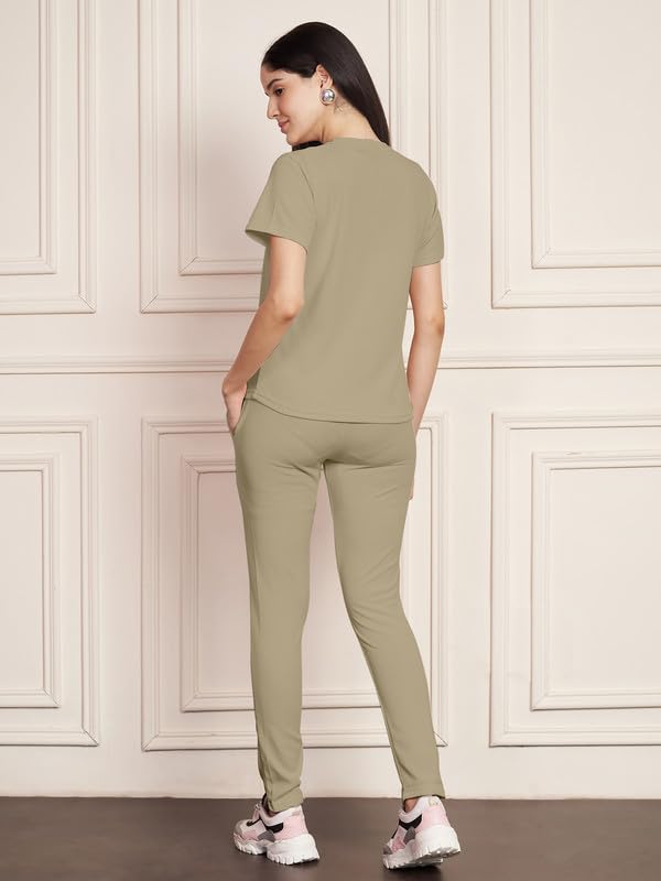 Image of DTR FASHION Polyester Blend Front Taped Tracksuit | Night Wear Suit For Women