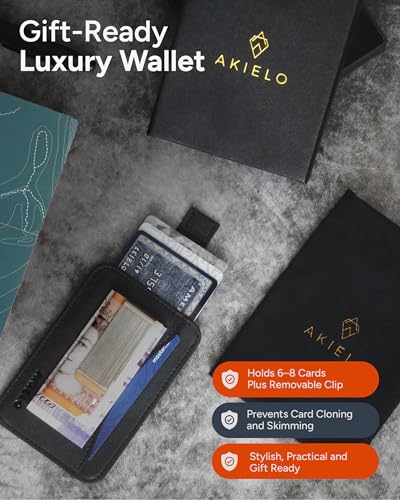AKIELO RFID Blocking Card Holder with Money Clip and Gift Box – Compact and Slim Wallet – Minimalist Card Wallet (Charlie - Black Clip Edition) - Image 6