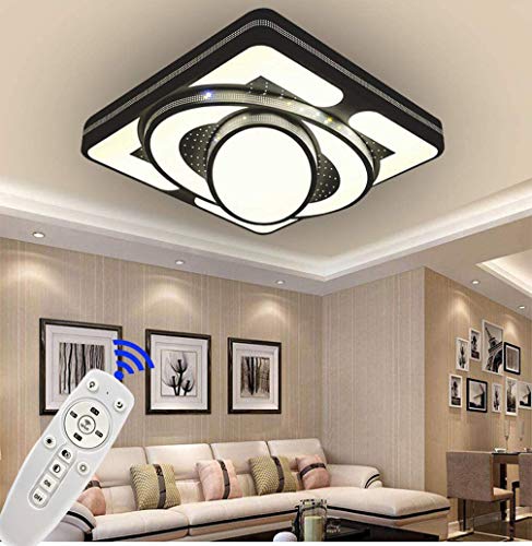 Preisvergleich Produktbild 64W Dimmbar LED Deckenleuchten +Fernbedienung Modern Deckenlampe Flur Schlafzimmer Wohnzimmer Lampe Energiespar Licht Moderner minimalistischer Stil Schwarz-rahmen (Schwarzrahmen-64W Dimmbar)