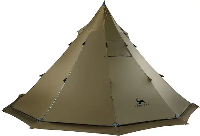 TOMOUNT Tipi-Zelt für 6 Personen – Wasserdichtes Outdoor-Zelt mit Ofenloch