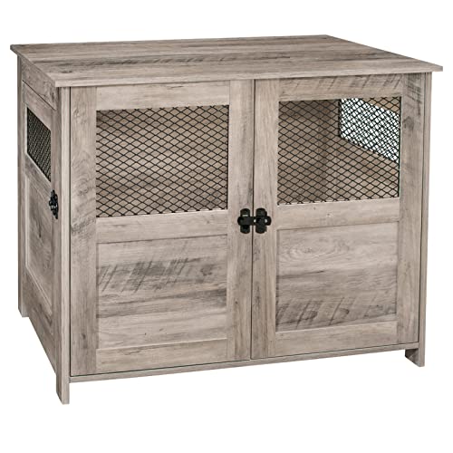 DINZI LVJ Dog Crate Furniture, Wooden Dog Kennel with 4 ...