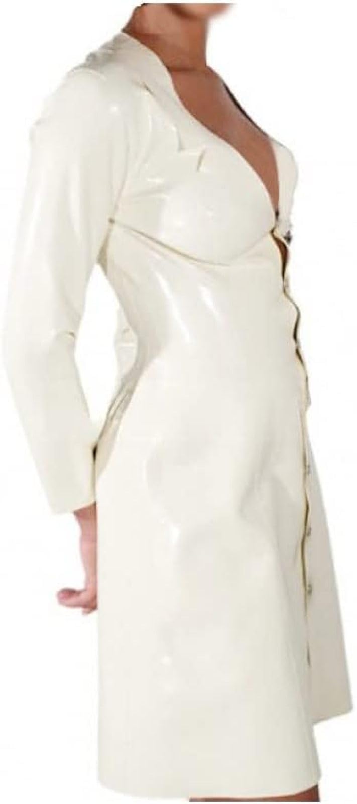 White Sexy Latex Dress with Clip and Buttons at Front Rubber Bodycon Playsuit,Custom Color,XS : Clothing, Shoes & Jewelry
