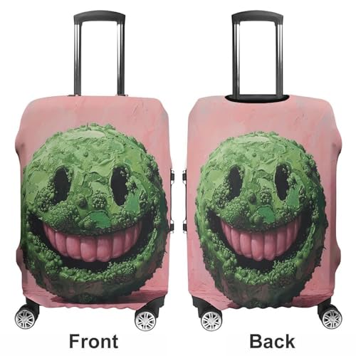 Green Smiley Face Suitcase Covers Luggage Protector - Travel Elastic Baggage Case Protective, Washable Anti-scratch Large Suit Case Cover for Suitcases Fits 19-32 Inch Luggages S3