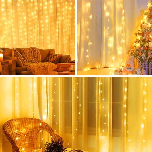 LITYBY Curtain Fairy Lights, 3m×3m 300LED USB Fairy Lights for Bedroom 8 Modes Curtain String Lights with Remote Control - Image 3